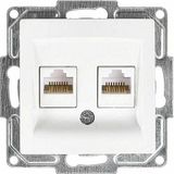 Shopwave Visage Ikili Data Prizi (2 x RJ45 Cat6), Beyaz (Mekanizma + Tuşkapak) - 000-Siyah