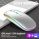 Shopy Tech Çift Mod Kablosuz Mouse Bluetooth 5.2 + 2.4g Şarjlı Sessiz Tıklama Rgb Işıklı 500 Mah Gü Diğer cok-renkli
