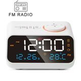 Shopytech Fm Radyo Dijital Çalar Saat Led Ekranlı Masa Saati Sıcaklık Nem Göstergesi 2 Usb Şarj Çıkışı Siyah,Beyaz