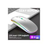 SHOPYTECH Shopy Tech Çift Mod Kablosuz Mouse Bluetooth 5.2 + 2.4G Şarjlı Sessiz Tıklama RGB Işıklı (500 mAh)GÜ