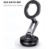Shopytech X63 Alüminyum Alaşımlı Manyetik Araç Telefon Tutucu 360° Çok Eksenli Vakum Tabanlı Type-C Şarjlı - Gri