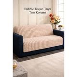 Shopyteks Bubble Tavşan Tüyü Koltuk Örtüsü 170X210 – Peluş Kaymaz Koltuk Şalı – 3’lü Kanepe Örtüsü Krem - 170 x 210 cm - Bej