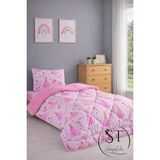 Shopyteks Tek Kişilik Prenses Desenli Çift Taraflı Wellsoft Yorgan (Yorgan+Yastık Kılıfı) - 155 x 215 cm - Pembe