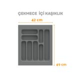 ShopyTime Çekmece İçi Kaşıklık ve Kepçelik Düzenleyici – Gri 42x49 cm (36,5x40 cm Kadar Kesilebilir)