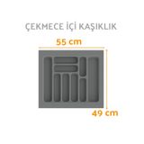 ShopyTime Çekmece İçi Kaşıklık ve Kepçelik Düzenleyici – Gri 55x49 cm (49x40 cm Kadar Kesilebilir)