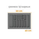 ShopyTime Çekmece İçi Kaşıklık ve Kepçelik Düzenleyici – Gri 69x49 cm (62x40 cm Kadar Kesilebilir)