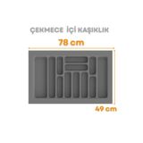 ShopyTime Çekmece İçi Kaşıklık ve Kepçelik Düzenleyici – Gri 78x49 cm (78,5x40 cm Kadar Kesilebilir)