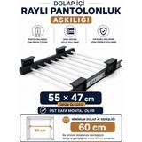 ShopyTime Dolap Içi Raylı Pantolon Askılığı Organizeri 55X47 cm Gardırop Düzenleyici - 55 x 47