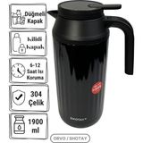 Shotay 1.9 L Büyük Boy 304 Paslanmaz Çelik Termos - Siyah - 1,9 lt