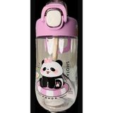 Shotay 500 ml Çocuk Suluk, Pipetli Kilitli Kapak, Kulplu, BPA İçermez, Pembe, Animals Desenli