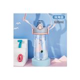 Shotay ST-7006 Yeşil 600 ml Tritan Pipetli Askılı Köpek Desenli Matara