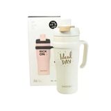 Shotay ST-8919 Çift Kullanım Pipetli/Rahat İçim Beyaz 1000ml Çelik Termos