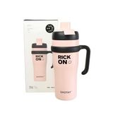 Shotay ST-8919 Çift Kullanım Pipetli/Rahat İçim Pembe 1000ml Çelik Termos