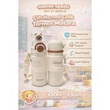 Shotay Termos Matara 330 ml + 330 ml Çift Hazneli 316 Çelik Pipetli Krem – SHT-ST-8905 - Standart