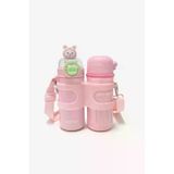 Shotay Termos Matara 330 ml + 330 ml Çift Hazneli 316 Çelik Pipetli Pembe – SHT-ST-8905