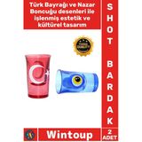 #Shotbardak Porselen Türk Bayrağı Nazar Boncuğu Desenli İkili Otantik Hediyelik Yöresel Shot Bardak