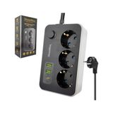 Showmax SH-4626 Termal Akım Korumalı Priz 3 Priz+2 Usb+1 Type-C Giriş