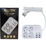 Showmax SH-4629 Termal Akım Korumalı Priz 4 Priz+4 Usb+2 Type-C Giriş