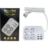 Showmax Sh4629 Termal Akım Korumalı 4Lü Priz 4Xusb 2Xtype-C 2M Beyaz