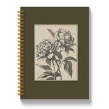 Shrago Vintage Şakayık Çiçekli Spiral Defter, Kadınlar için Rustik Cottagecore Çiçek Günlüğü, Not Alma için Retro Botanik Estetik Defterler, Ciltli Defter Günlüğü, 15,5 x 20,3 cm