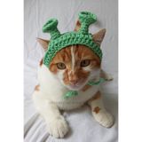 Shrek Bandana Yeşil Şrek Örgü Kedi Köpek Şapkası Evcil Hayvan Şapkası Pet Aksesuarları