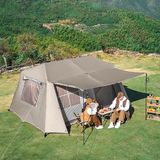 Shufa Çift Katmanlı Zirve Tasarımlı Bej Renk Dört Mevsim Çadırı, 16.3 Metrekare, Dış Ölçüler: 430*380*220 Cm.