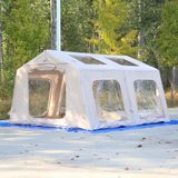 SHUFA Galaksi Serisi Otomatik Şişme Kamp Çadırı 13.68 m² 380x360x220 cm 4 Mevsim Bej Renk Şeffaf Pencereli Büyük Aile Çadırı-ZP66