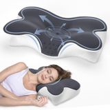 Shufa Kelebek Tasarımlı Ortopedik Boyun Destek Yastığı Yavaş Yükselen Memory Foam Ergonomik Uyku Yastığı Beyaz - Gri