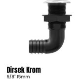 Shuivan Seaflo Krom Flanşlı Sintine Rekoru Depo Çıkışı Dirsekli 5/8" - 15MM - Mat Siyah