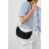 Shule Bags Mode Zincirli Ay Çapraz Çanta Siyah