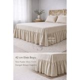 shules collection Buldan Keten 3 Taraf Büzgülü Yatak Bazası Eteği 2 Yastıklı Otel Şıklığında Dekor Set 90 x 200