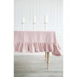 shules collection Buldan Keteni Fırfırlı Vintage Pembe Masa Örtüsü