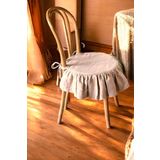 shules collection EL YAPIMI YUVARLAK BULDAN YIKANMIS KETEN FIRFIRLI SANDALYE MİNDERİ