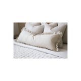 shules collection Fırfırlı Vintage Naturel BEJ çİZGİLİ Iskandinav Uzun 40x100 Kırlent Yastık (İÇİ DOLGULU)