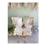 shules collection Keten Bohem Fırfırlı Vintage 4 Kare 1 Cıft Kat Fırfırlı Runner Set