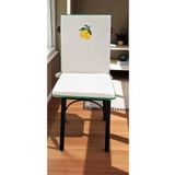 shules collection LİMON NAKIŞLI BULDAN KETENİ ARKALIKLI FERMUARLI SANDALYE MİNDERİ