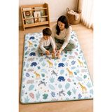 Shule's Collection Safari Desenli Çift Taraflı Katlanabilir Çocuk Oyun ve Yer Minderi 100×150 cm – %100 Pamuk Duck Kumaş, 5 Bölmeli, Taşıma Saplı - Çok Renkli - 100 x 150 cm