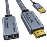 Shuomeng HDMI Displayport Adaptörüne 4K@60Hz, 2K@120Hz, 1080P@165Hz, HDMI (PC/Dizüstü Bilgisayar) Erkek - DisplayPort (monitör) Dişi Kablo USB gücü ile Uyumlu GPU, Dizüstü Bilgisayar, AMD, NVIDIA, PS5, Xbox