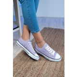 Shupe Kadın Lila Kısa Keten Convers Model Spor Ayakkabı Keten Sneaker