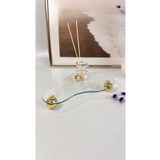 Shura Homeware Eğri Cam Tepsi Gold Top Ayaklı Dekoratif Düzenleyici Stant Dekoratif Tepsi