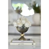 Shura Homeware Selen Çiçekli Vazo Metal Vazo Eskitme Ev Dekoru