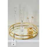 Shura Homeware Yuvarlak Gold Aynalı Tepsi Metal Dekoratif Tepsi