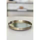 Shura Homeware Yuvarlak Metal Top Ayaklı Tepsi Eskitme , Aynalı Dekoratif Tepsi 30 Cm