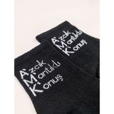 Shuttle Park Unisex Comics Fashion Azcık Mantıklı Konuş Yazılı Kolej Çorap - Siyah - 36 - 42