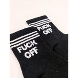 Shuttle Park Unisex Comics Fashion Fck Off Yazılı Kolej Çorap - Siyah - 36 - 42
