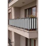 SHY TEKSTİL Antrasit-Beyaz Bağcıklı Balkon Demiri Perdesi Gizlilik Sağlayan Dayanıklı Demir Kapama Branda