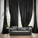 Shy Tekstil Siyah Karartma Fon Perde Blackout Lüks Düz Dikiş Kornişli En x Yükseklik - 230 x 290 cm