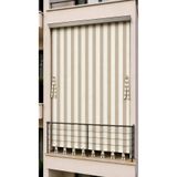 SHY TEKSTİL Suya Dayanıklı Kornişli Balkon Perdesi Modern Dış Mekan Fon Perde Bej Krem