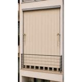 SHY TEKSTİL Suya Dayanıklı Kornişli Balkon Perdesi Modern Dış Mekan Fon Perde Bej