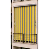 SHY TEKSTİL Suya Dayanıklı Kornişli Balkon Perdesi Modern Dış Mekan Fon Perde Sarı-Gri